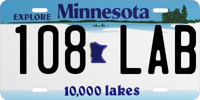 MN license plate 108LAB