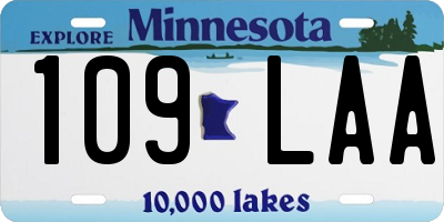 MN license plate 109LAA