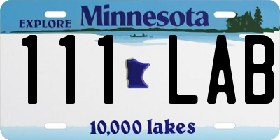 MN license plate 111LAB