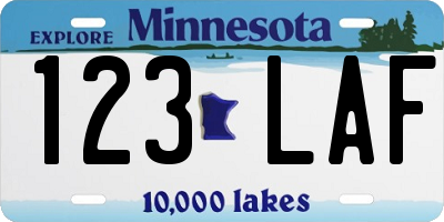 MN license plate 123LAF