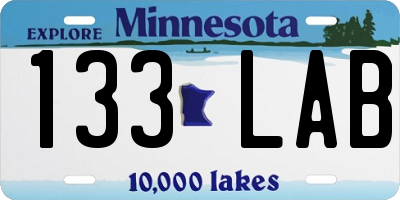 MN license plate 133LAB
