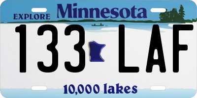 MN license plate 133LAF