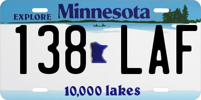 MN license plate 138LAF