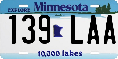 MN license plate 139LAA