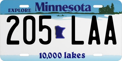 MN license plate 205LAA