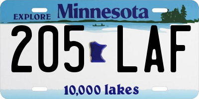 MN license plate 205LAF