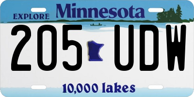 MN license plate 205UDW