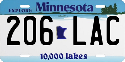 MN license plate 206LAC