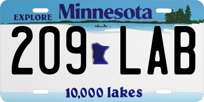 MN license plate 209LAB