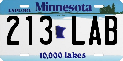 MN license plate 213LAB