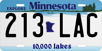 MN license plate 213LAC