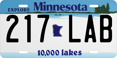 MN license plate 217LAB