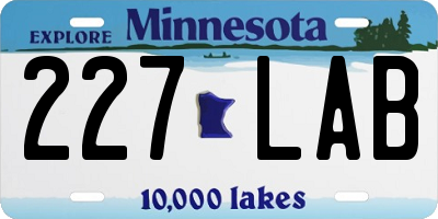 MN license plate 227LAB