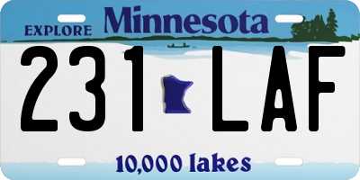 MN license plate 231LAF