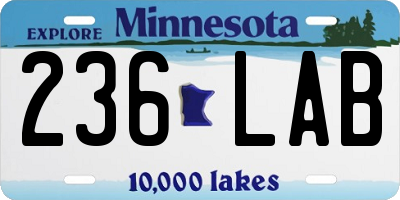MN license plate 236LAB
