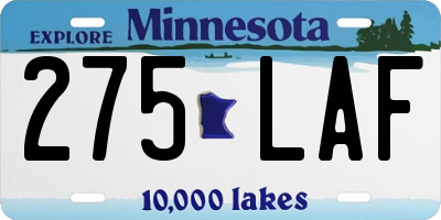 MN license plate 275LAF