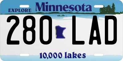 MN license plate 280LAD
