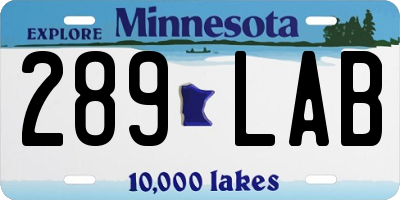 MN license plate 289LAB