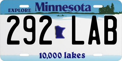 MN license plate 292LAB