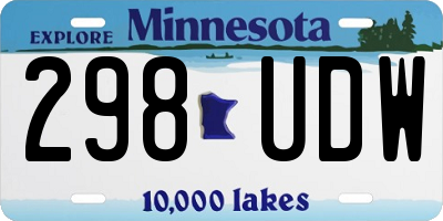 MN license plate 298UDW
