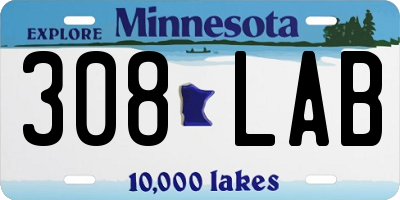 MN license plate 308LAB