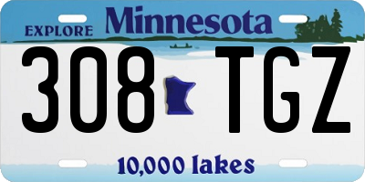 MN license plate 308TGZ