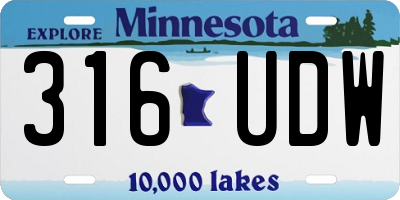 MN license plate 316UDW