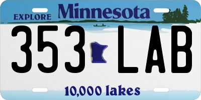 MN license plate 353LAB