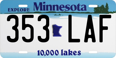MN license plate 353LAF