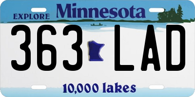 MN license plate 363LAD