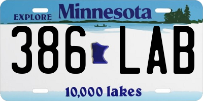 MN license plate 386LAB