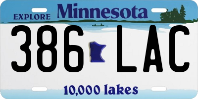 MN license plate 386LAC