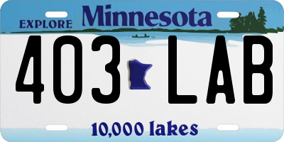 MN license plate 403LAB