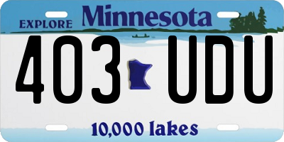 MN license plate 403UDU