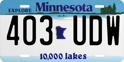 MN license plate 403UDW
