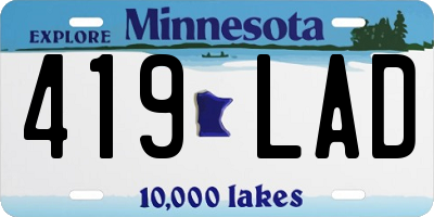 MN license plate 419LAD