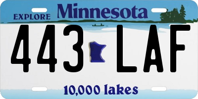 MN license plate 443LAF
