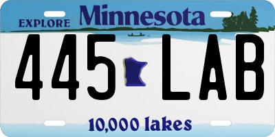 MN license plate 445LAB