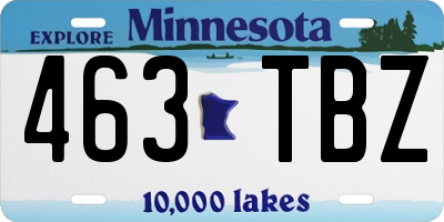 MN license plate 463TBZ
