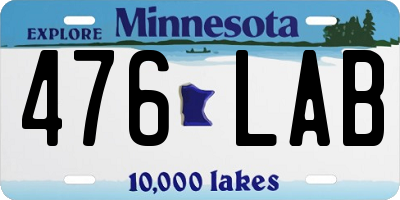 MN license plate 476LAB