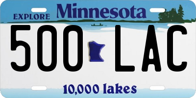 MN license plate 500LAC