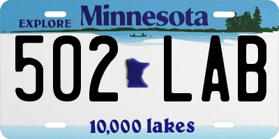 MN license plate 502LAB