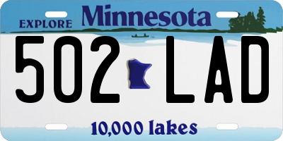 MN license plate 502LAD