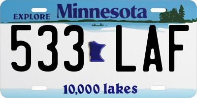 MN license plate 533LAF