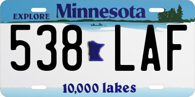 MN license plate 538LAF