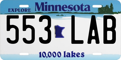 MN license plate 553LAB