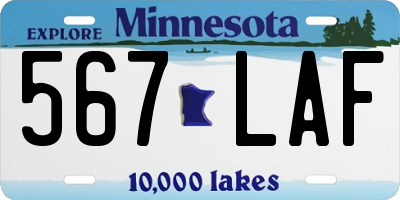 MN license plate 567LAF