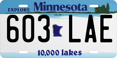 MN license plate 603LAE