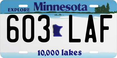 MN license plate 603LAF
