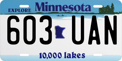MN license plate 603UAN
